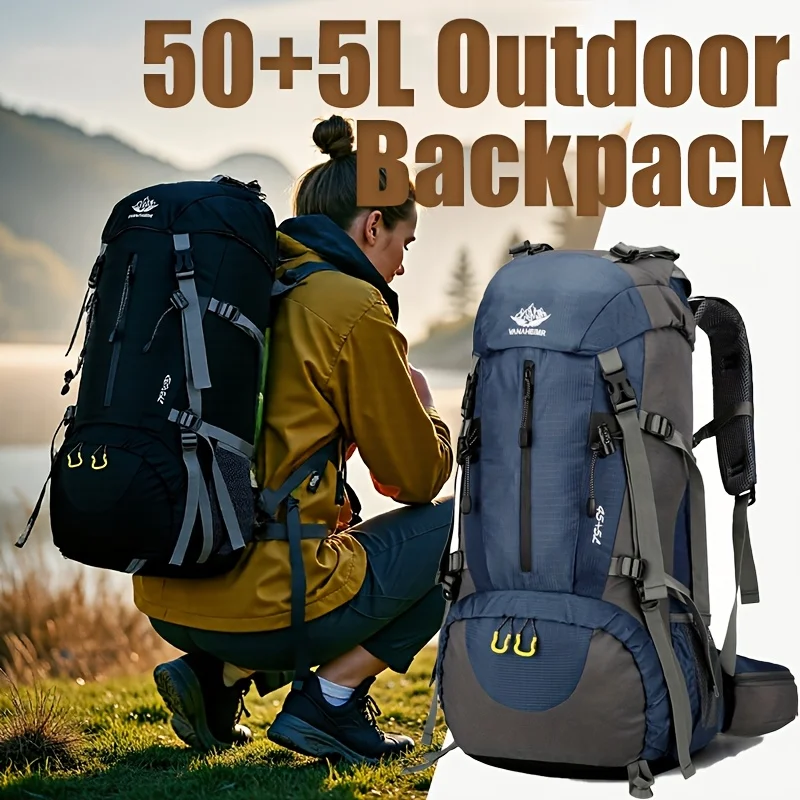 

50L Hiking Backpack Men Camping Backpack with rain cover 45l+5l Lightweight Backpacking Backpack Travel Backpack