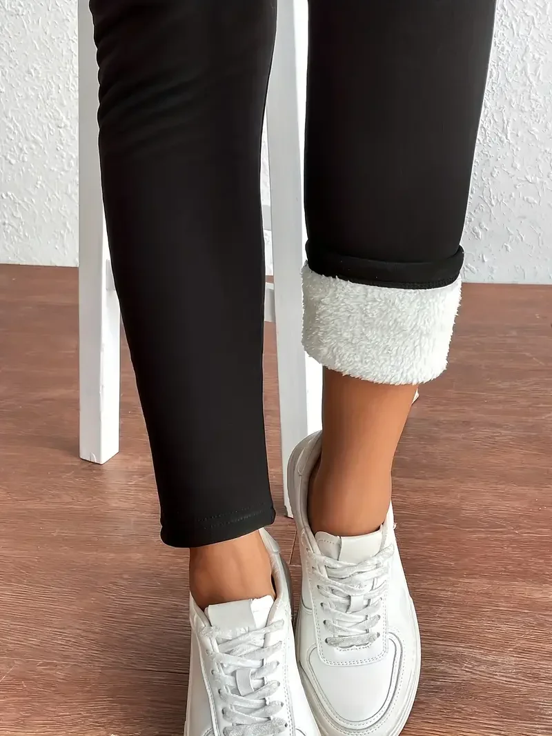 Winterwarme Plüsch-Leggings, thermische, lässige, dehnbare Leggings für Herbst und Winter, Damenbekleidung