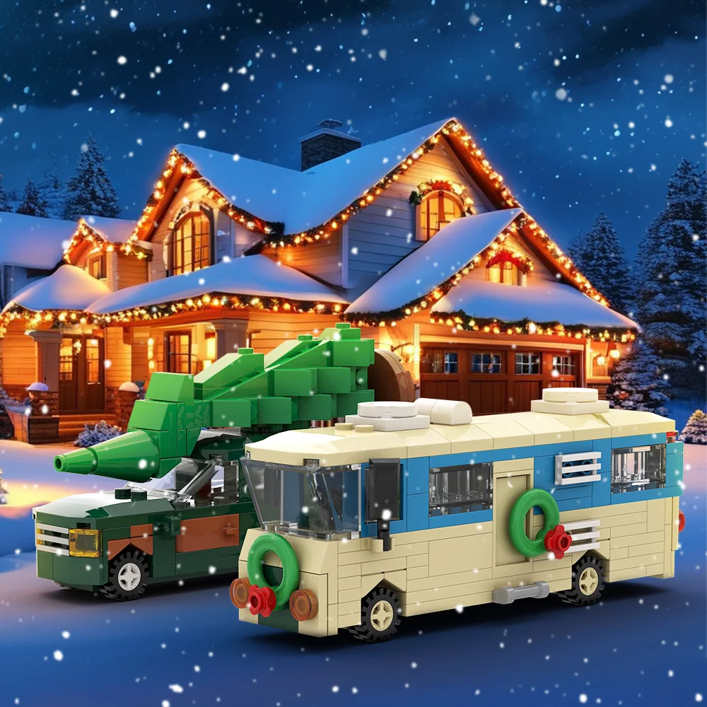 Gobricks MOC historia de Navidad el pequeño modelo de bloques de construcción RV temático de Navidad ladrillos RV diy juguete ensamblado regalo de Navidad
