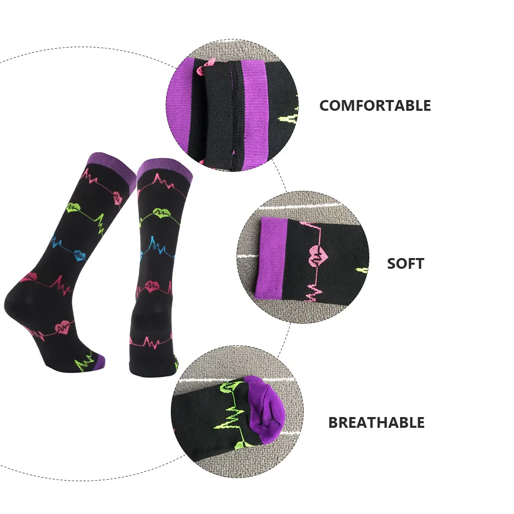 

1Pair Compression Socks Stylish Design Comfortable Fit for Men Women Sports Casual Wear Outdoor Activities Breathable Nylon