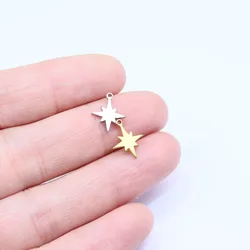 10pcs Wholesale Stainless Steel Mini Star Charms DIY Anklets Earrings Bracelets Vacuum Plated Colorless 2 Colors