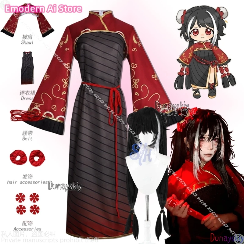 

Jia Xichun 코스프레 Anime Game Limbus Company Kawaii Chinese Styles Qipao Red Cheongsam Retro Lolita Halloween Christmas New Years