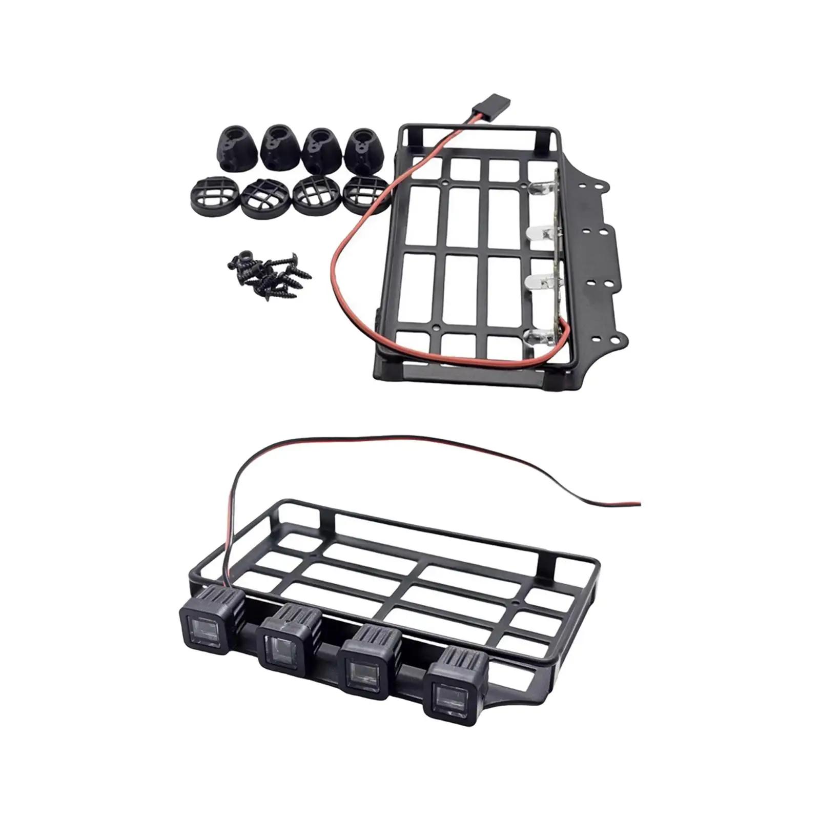 Roof Rack Luggage Carrier with LED Light Easy to Install Lightweight Replace Metal for MN 82 1/12 RC Crawler Car DIY Accessory