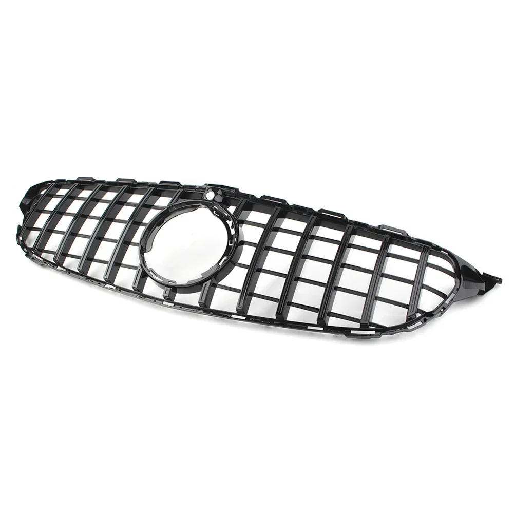 GTR Styling Car Front GrillStyle Upper Grille For Mercedes Benz W205 C-Class C200 C250 C300 C350 2019 W/ Camera Gloss Black fr