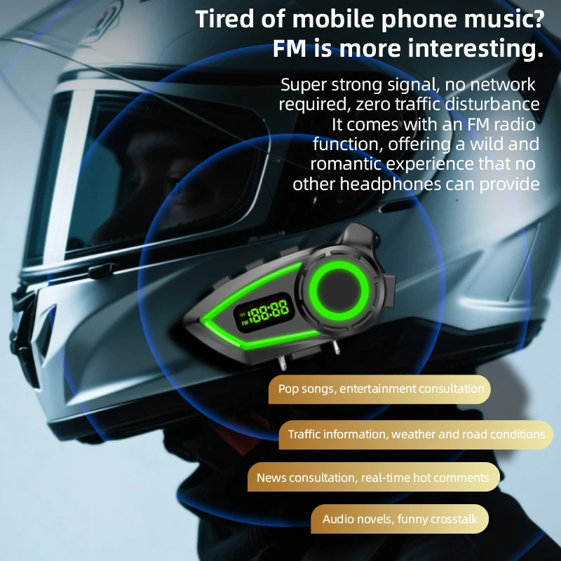 

KEBIDUMEI Y100 Мотоциклетная Bluetooth-гарнитура с зажимом-держателем, беспроводной стереомотошлем, музыкальный плеер, наушники громкой связи