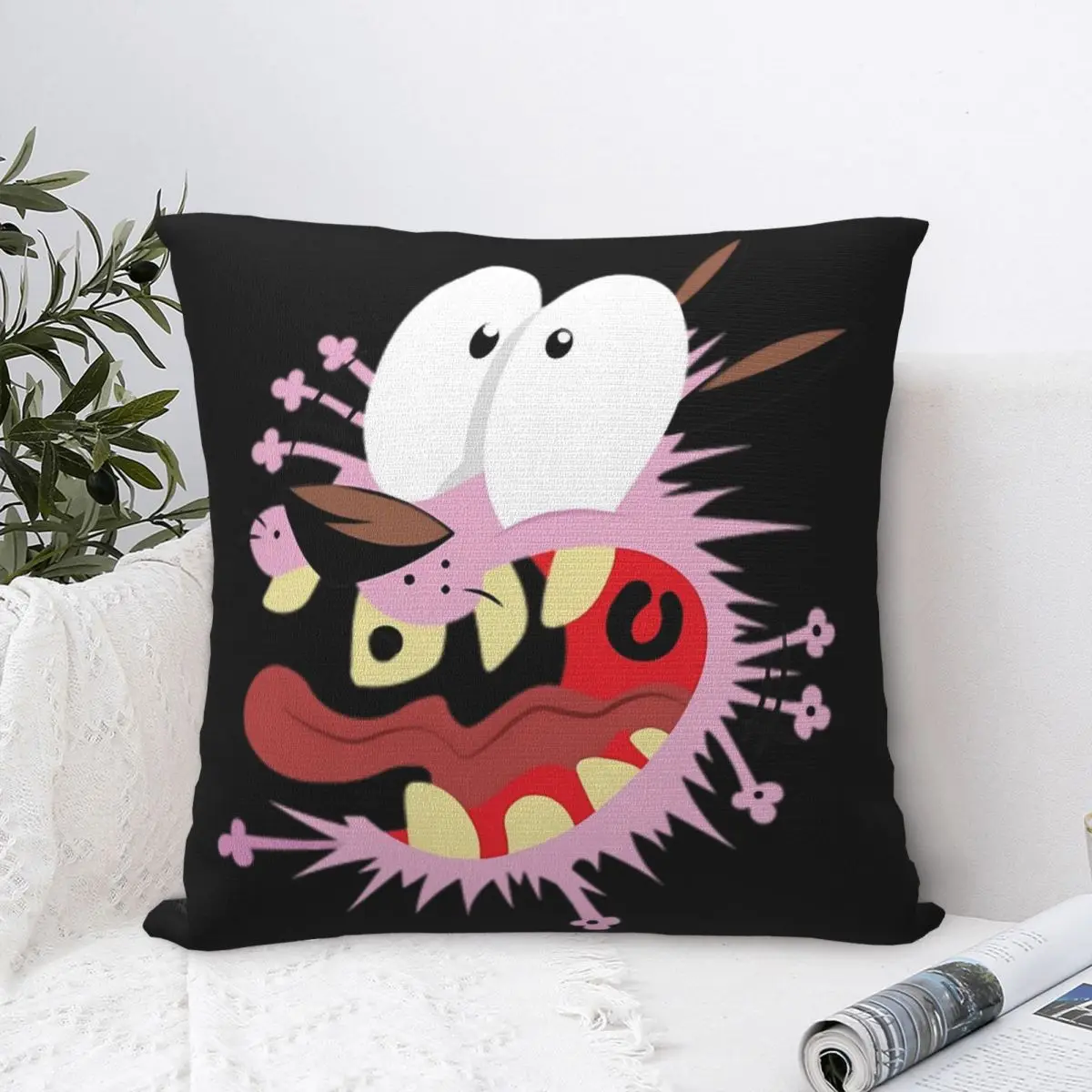 C-Courages Cowardly Dog Cute Pillowcase Double-sided Printing Polyester Cushion Cover Gift Pillow Case Cover Home Square 18''