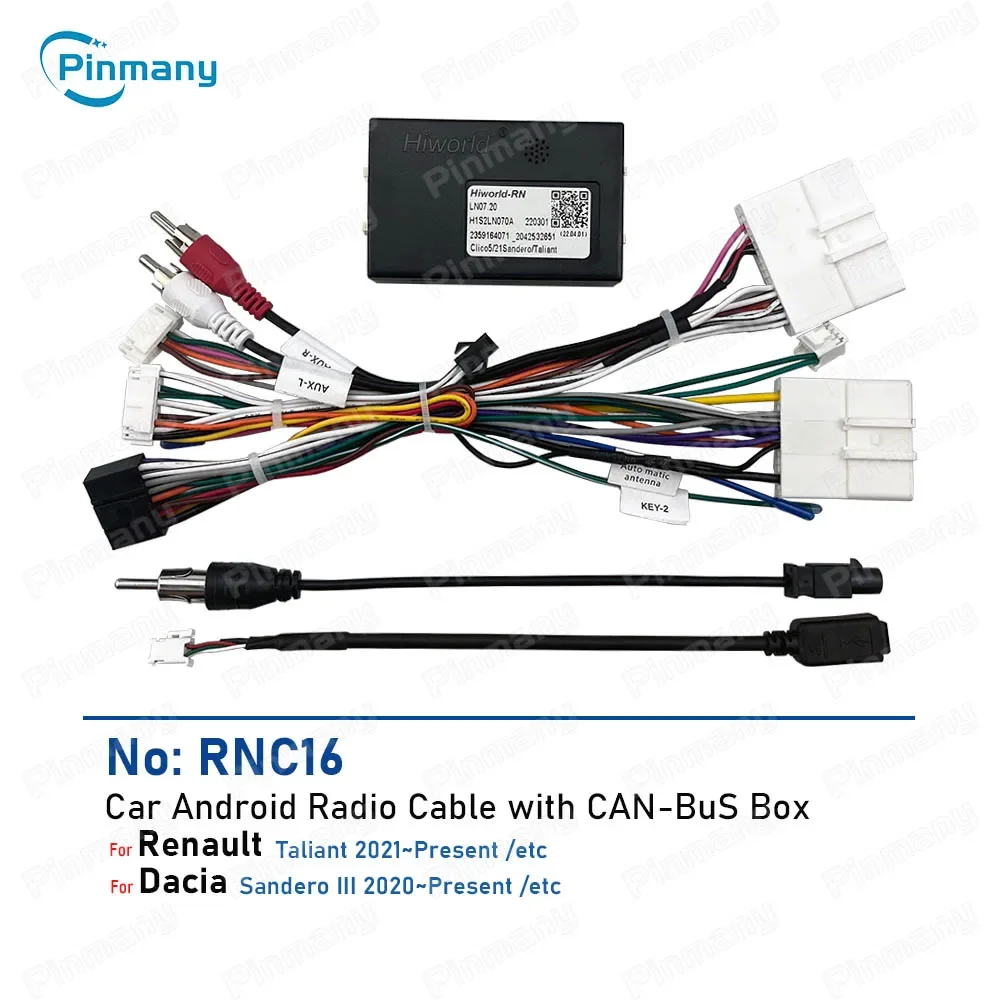 

Кабель-адаптер для установки Android-магнитолы в автомобиль, проводка питания, декодер CAN-шины RNC16 для Renault Taliant, Dacia Sandero