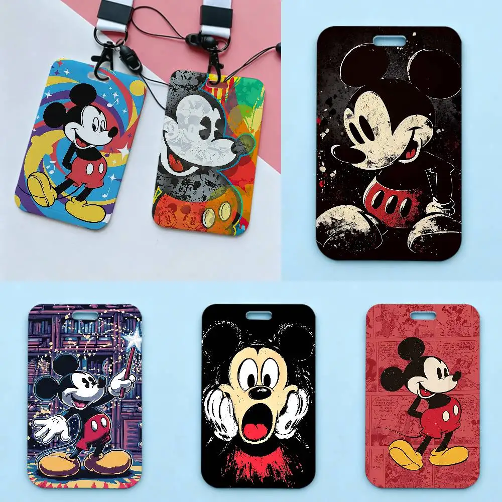 Cartoon M-Mickeys-Mouse Holder Access Card Sleeve Keychain Work Badge Clip Neck Lanyard For Office And Campus Use Name Tag