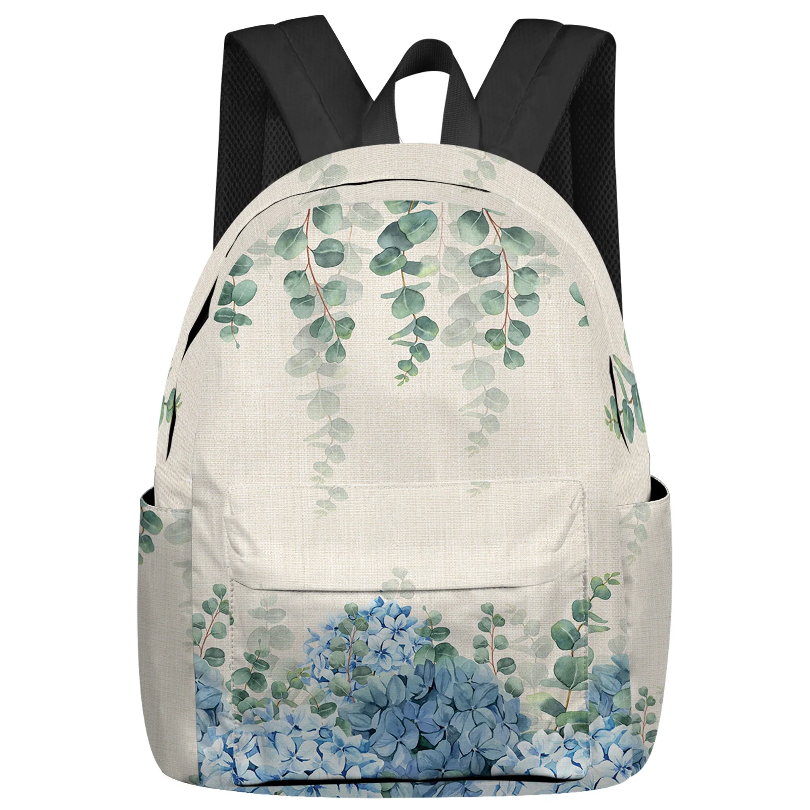 Eucalyptus Rustic Leaves Farm Hydrangea Student School Bags Laptop Custom Backpack For Men Women Female Travel Mochila