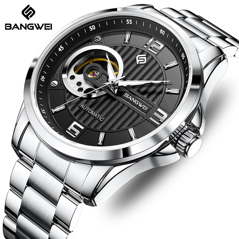 

BANGWEI 2026, механические часы, деловые мужские часы, стальной ремешок, светящиеся водонепроницаемые часы высшего бренда, роскошные часы для мужчин, reloj + коробка