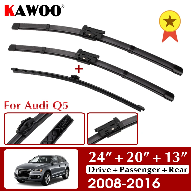 KAWOO Wiper LHD Front & Rear Wiper Blade Set For Audi Q5 2008 - 2016 2017 Windshield Windscreen Window 24