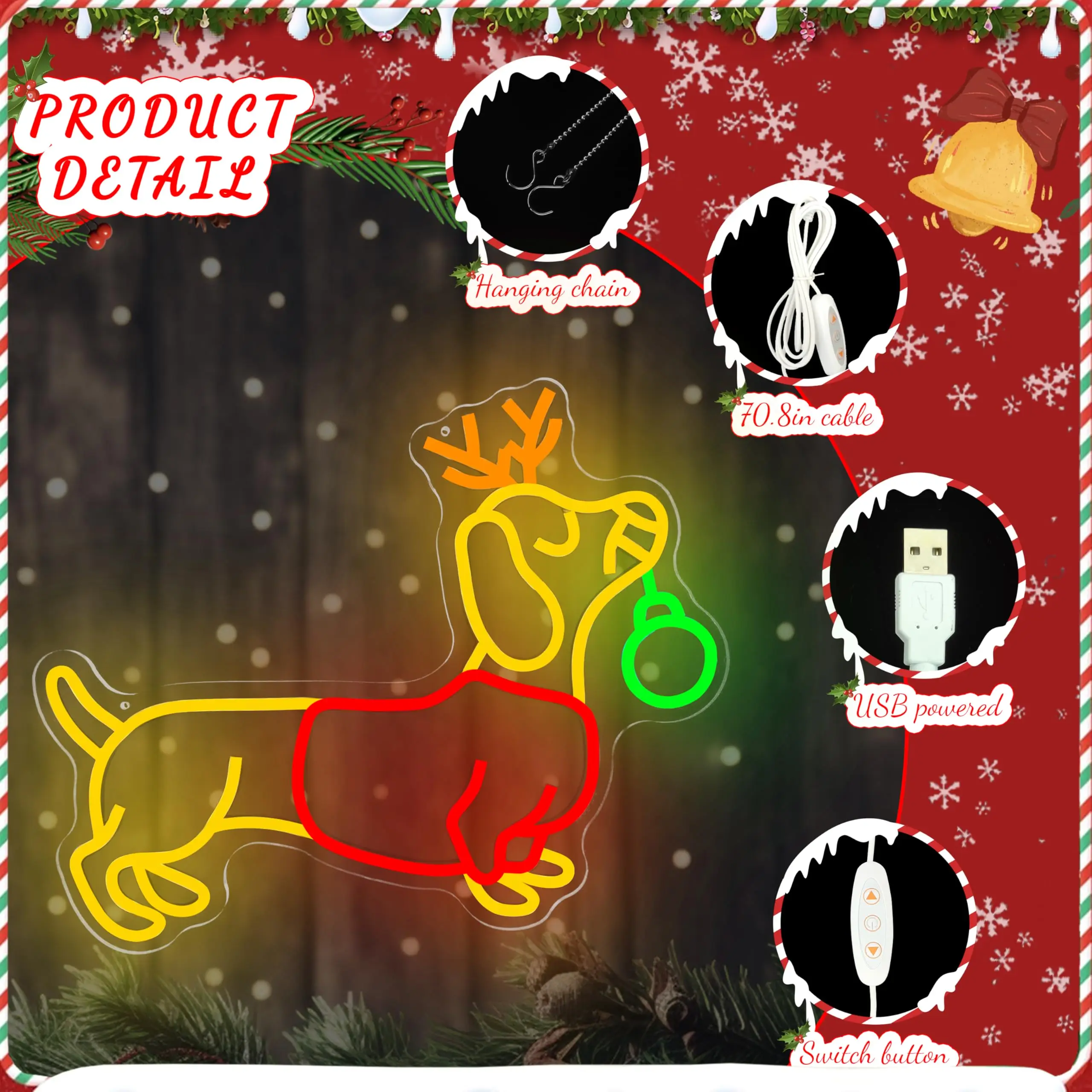 Luz de neón de perro salchicha para decoración de pared, dormitorio de Navidad, señal Led regulable para perro, letrero iluminado para decoración del hogar y la habitación