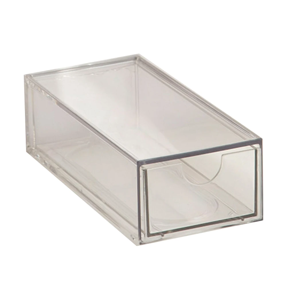 Desktop Storage Cabinet Made from Clear Acrylic with Several Drawers Designed to Help Maintain an Organized Workspace