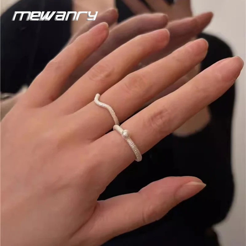 Mewanry-Bague en perles de Bergame pour femmes et filles, document en argent, minimaliste, nouvelle mode, douce, élégante, faite à la main, bijoux de travailleurs, cadeaux