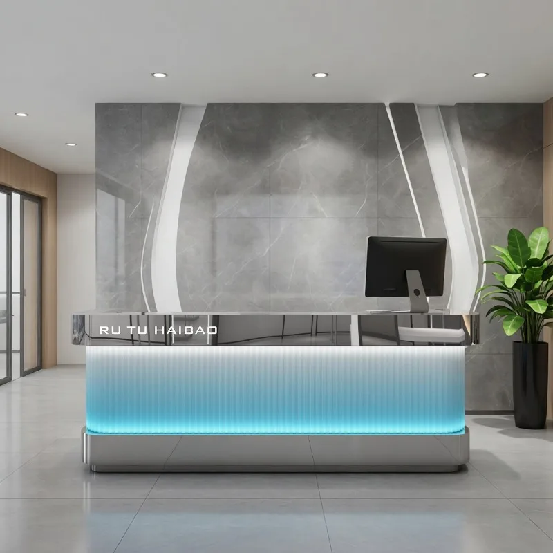 Italian Minimalist Cashier Counter Nordic Clothing Store Stainless Steel Dance Studio Bar Commercial Furniture Podium Stand FYRD