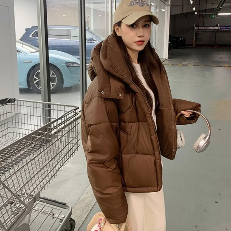 Women Minimalist Korean Daily Light Blue Jacket for Women Oversized Wide Shoulder Extra Big Hood Loose Fit Light Cold Outerwea