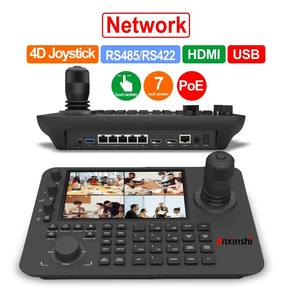 NEW NETWORK VIDEO CONFERENCE PTZ CONTROLLER Touch Screen 4D Joystick RS485/RS422 USB Keyboard Controller