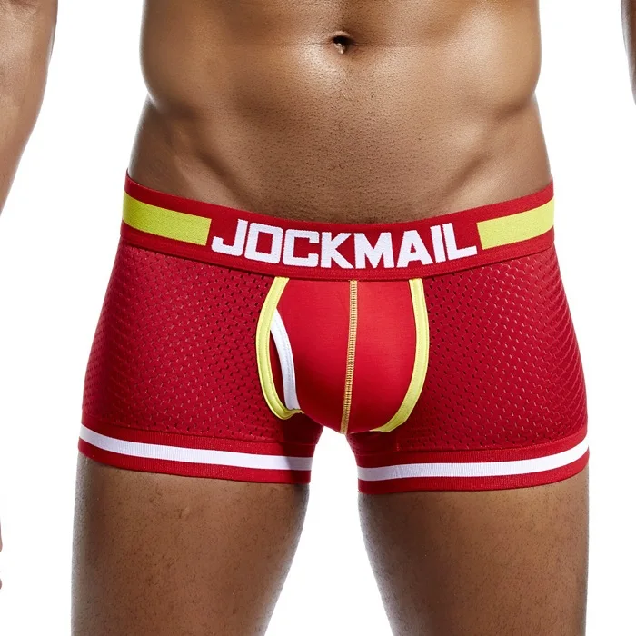 JOCKMAIL bielizna męska pudełka Mesh szybkoschnący lodowy jedwab oddychająca moda młodzieżowa Calzoncillos Sexy Am Gosteren Killer Sansursuz