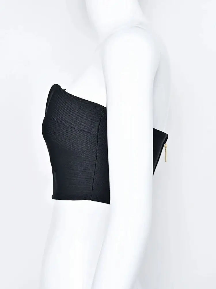 قطع علوية صغيرة للغاية بدون حمالات باللون الأسود موضة جديدة مثيرة بأشرطة علوية قصيرة للفتيات في شارع العليا للحفلات والنوادي XL 2025 للنساء