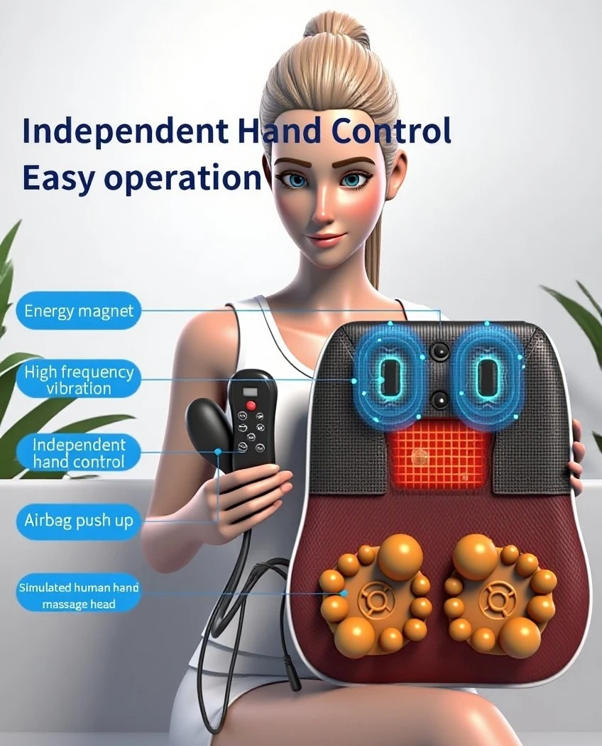 

Электрическая ортопедическая подушка для шейного отдела шиацу, головы, спины, тела, спины, талии, массажер для автомобиля с подогревом, вибрационный массаж