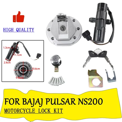 Accesorios para motocicleta, interruptor de encendido, cerradura de llave, tapa de tanque de combustible, cerradura de asiento, Kit de puerta eléctrica para Bajaj Pulsar NS200 200NS NS 200