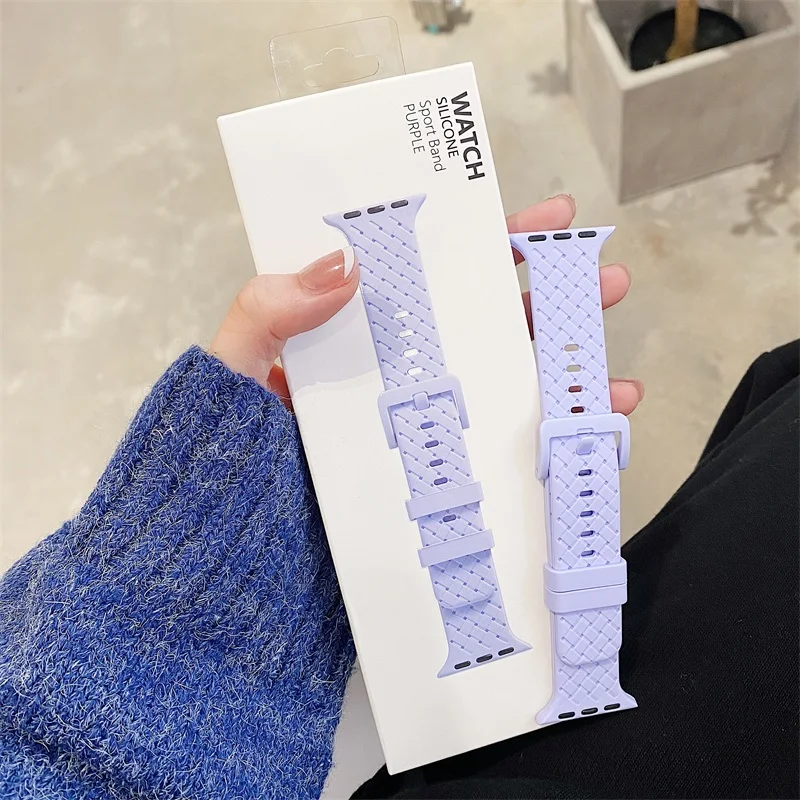 Box+Woven Strap For Apple Watch ultra 49mm Series 8 7 45mm 41mm 44mm 40mm 38mm 42mm Silicone bracelet iWatch 8 band 6 SE 5 4 3