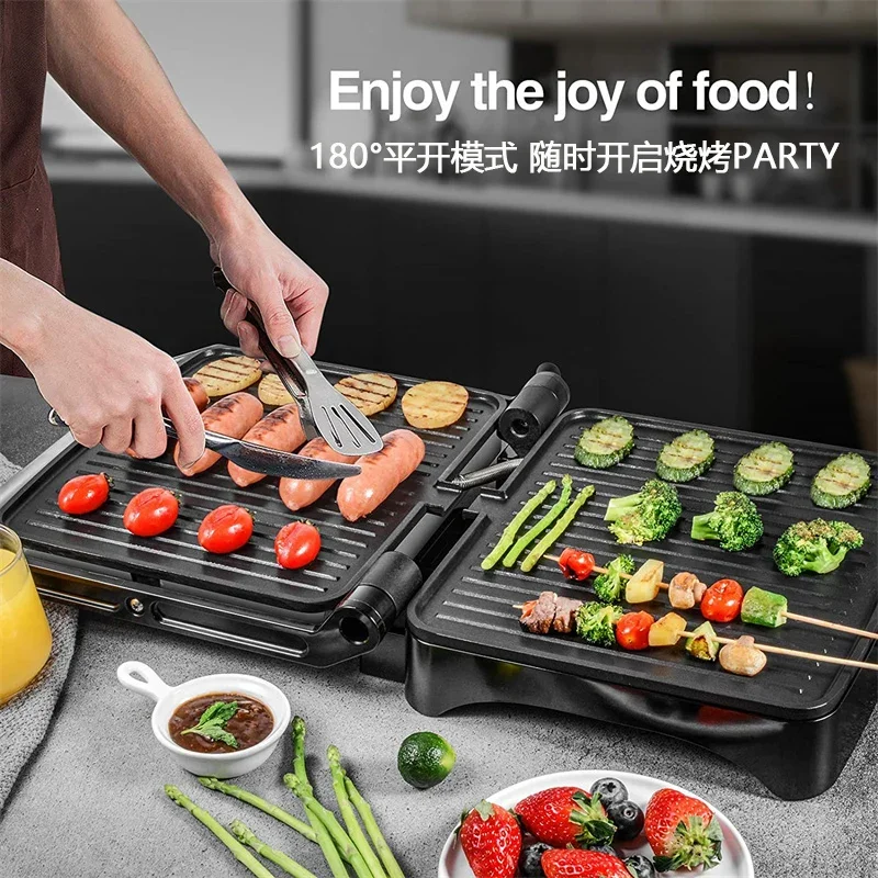 220V Professional Automatic Steak Grill with Multiple Functions and Electric Panini Press for Commercial and Household Use