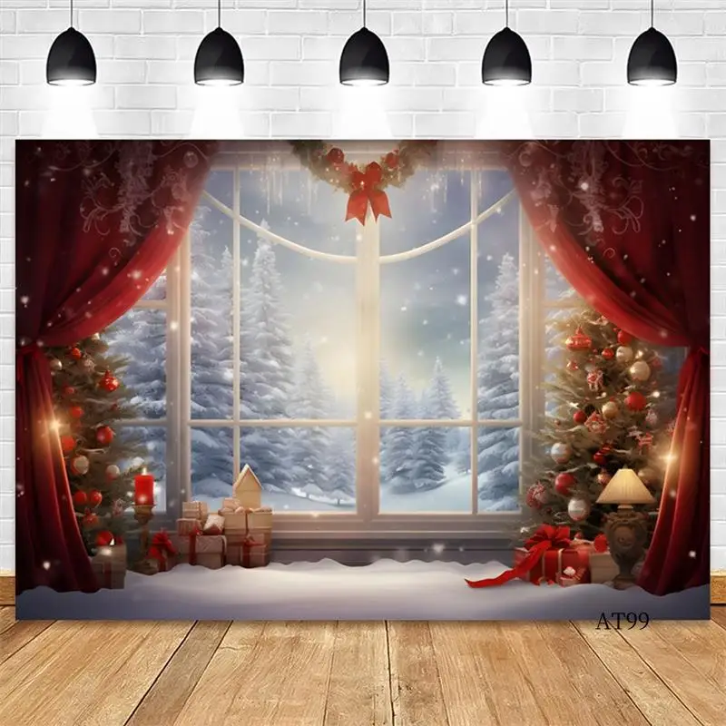 

TA-210X150cm Christmas Background Cloth Christmas Window Children Photo Studio Photo Photography Backdrops,A Durable Easy Instal
