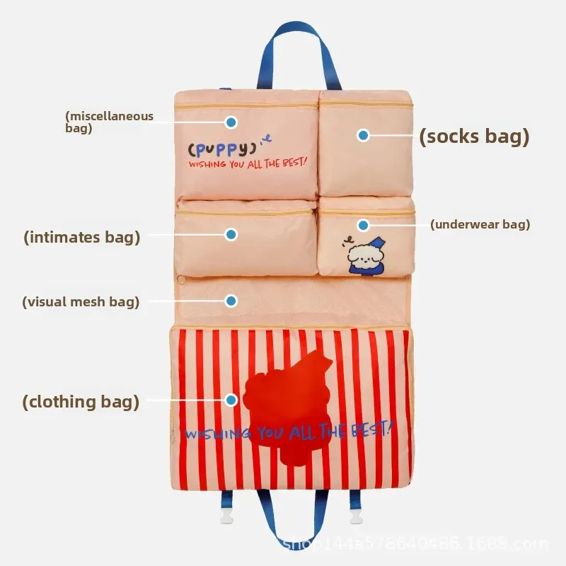 حقيبة تخزين للسفر قابلة للطي معلقة مقاومة للماء للملابس والملابس الداخلية والملابس الحميمة والأمتعة ورحلات العمل وحقيبة تنظيم #4