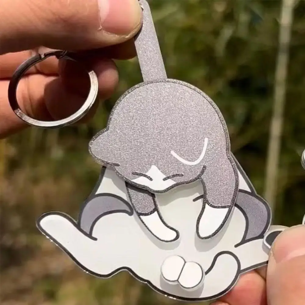 Paly Balls Cat Keychains Cute Funny Acrylic Bag Key Pendant