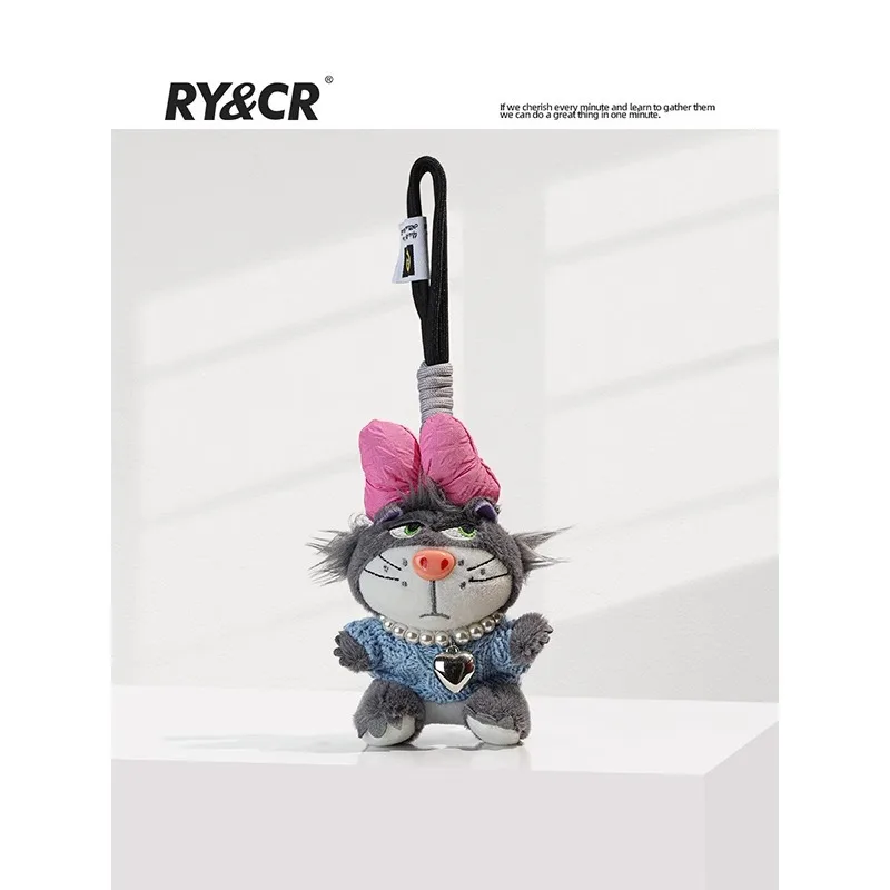 fashione  lifelike Blue clothes bow Lucifer cat bag backpack pendant exquisite plush toy doll keychain pendant