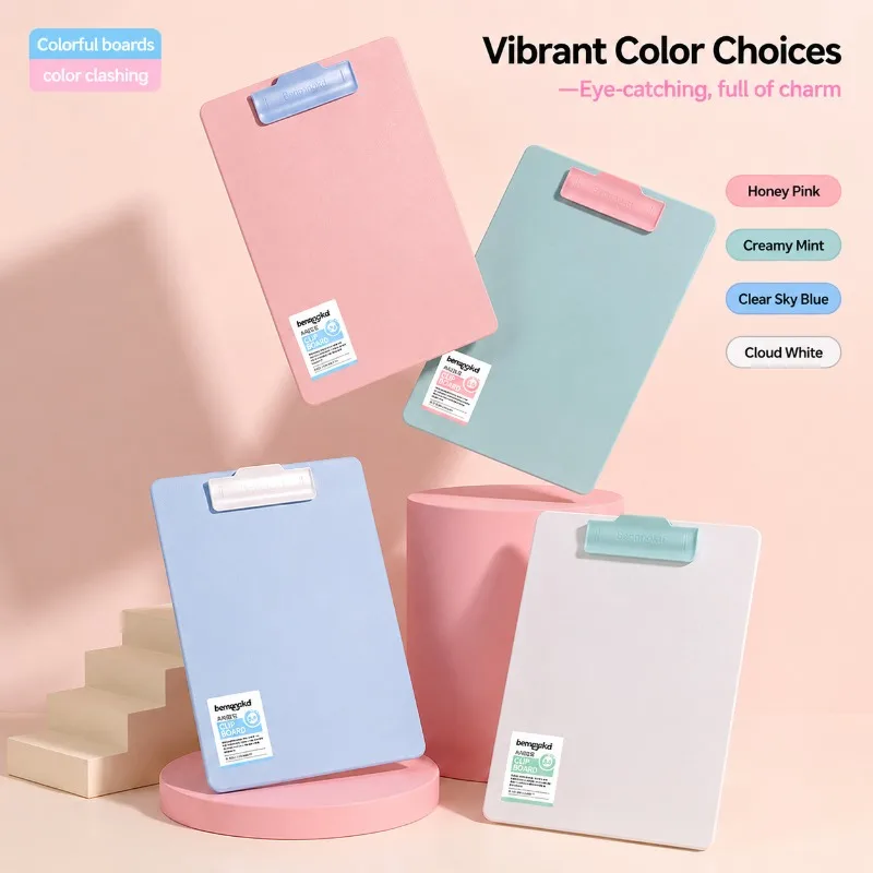 A4 Color Block Clipboard for Student Writing PP Foam File Board Office Writing Pad Test Paper Holder Sorting Learning Documents