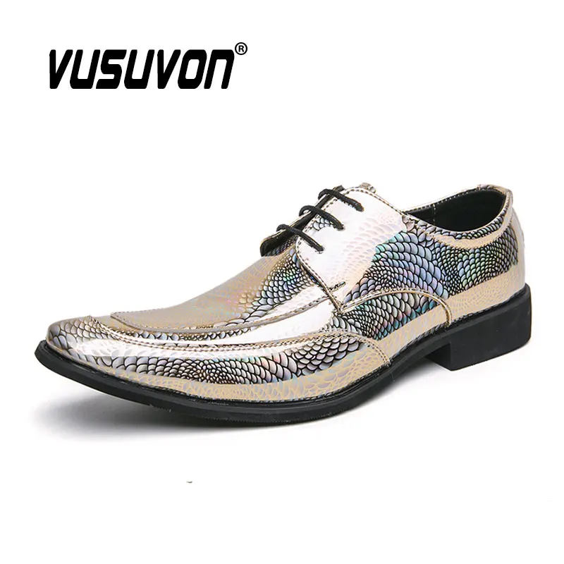 Men Patent Leather Shoes Bling Fashion Design Breathable 37-46 Size Boys Black Soft Outdoor Casual Autumn Mules Dress Flats