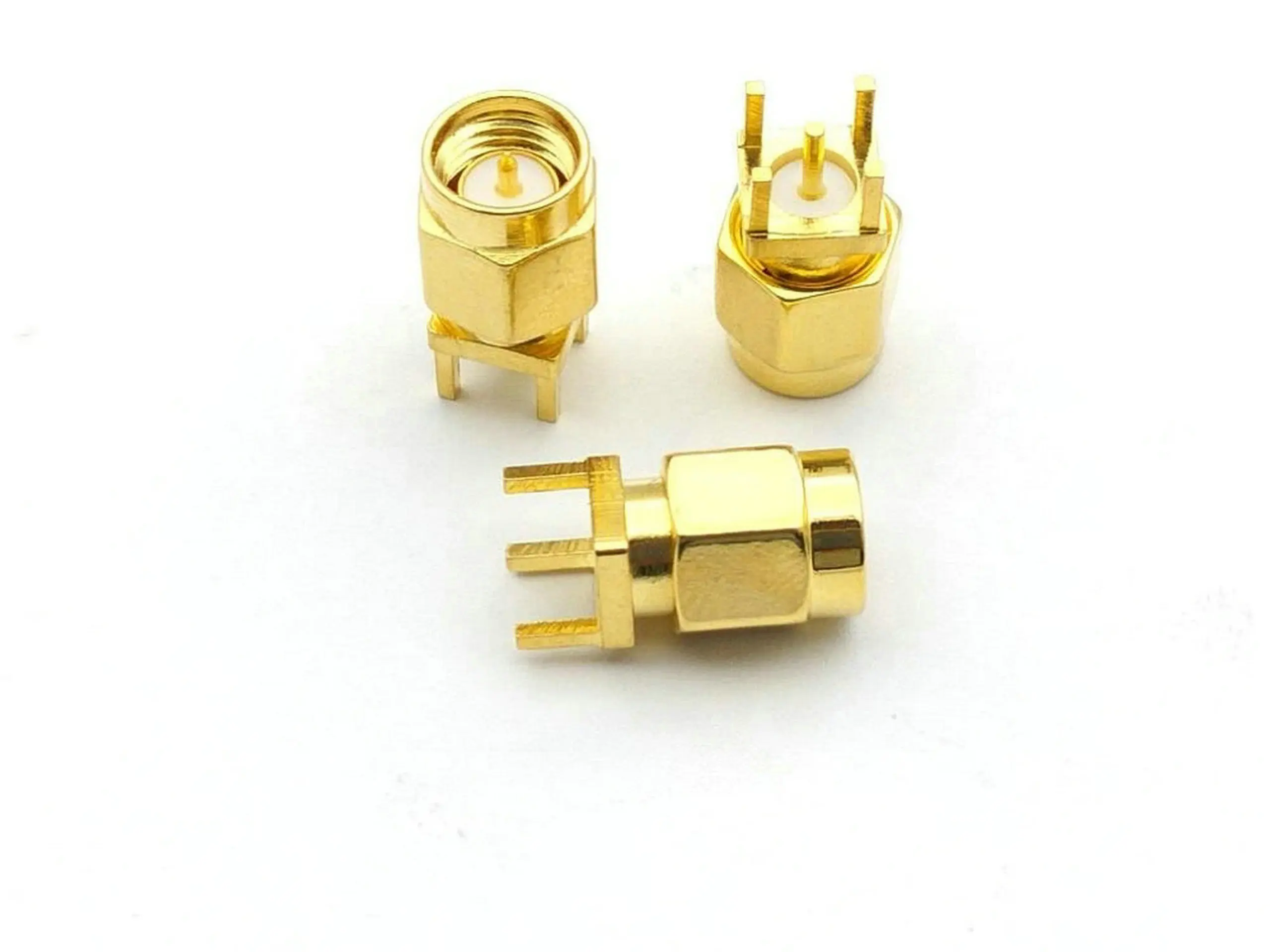 Imagem -02 - Bronze Sma Macho Plug Center Solda para Montagem Pcb rf Conector Adaptador 100 Peças de