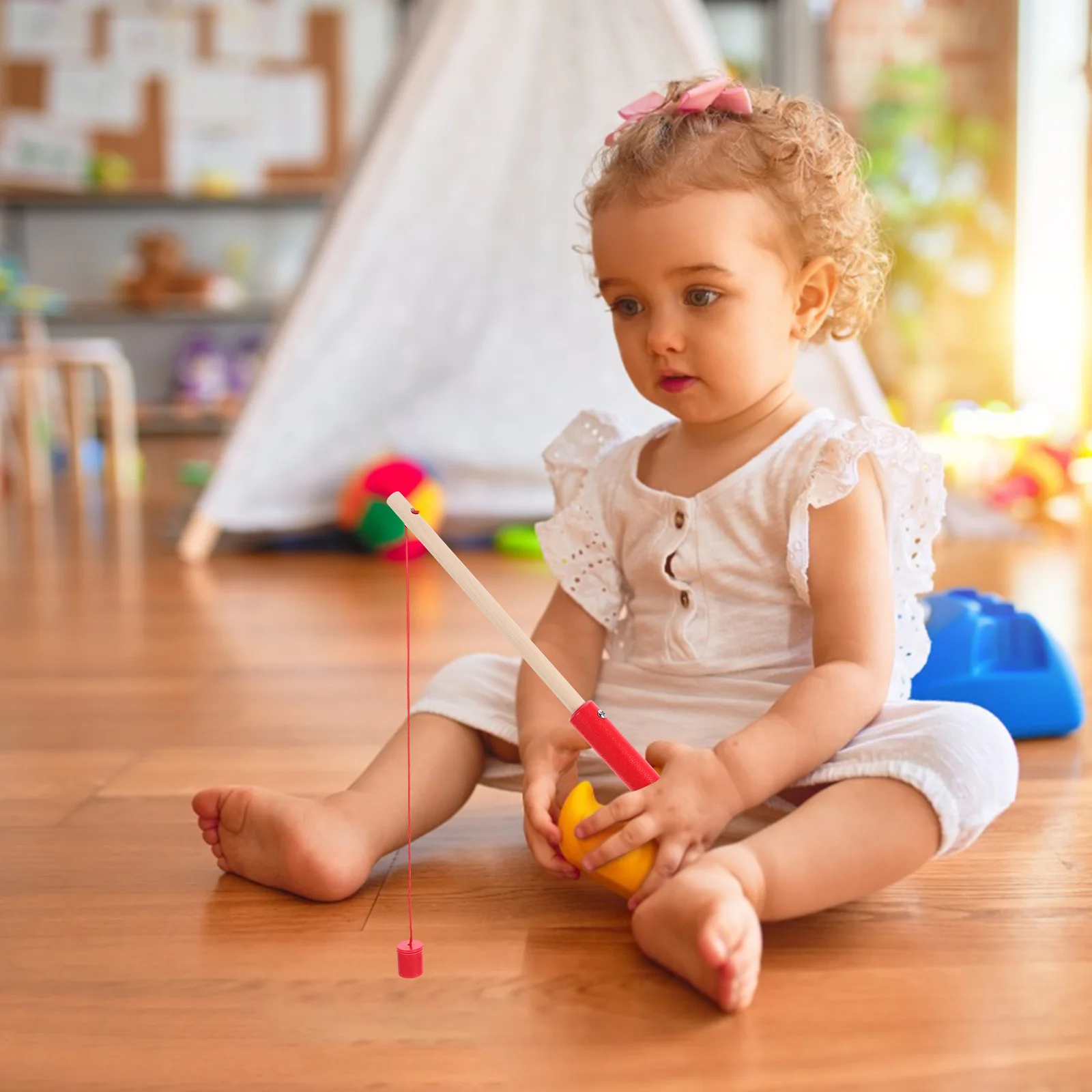 4-delige kinderhengel houten speelgoed speelgoed Woody kleine interessante hengel vroege educatieve hengels