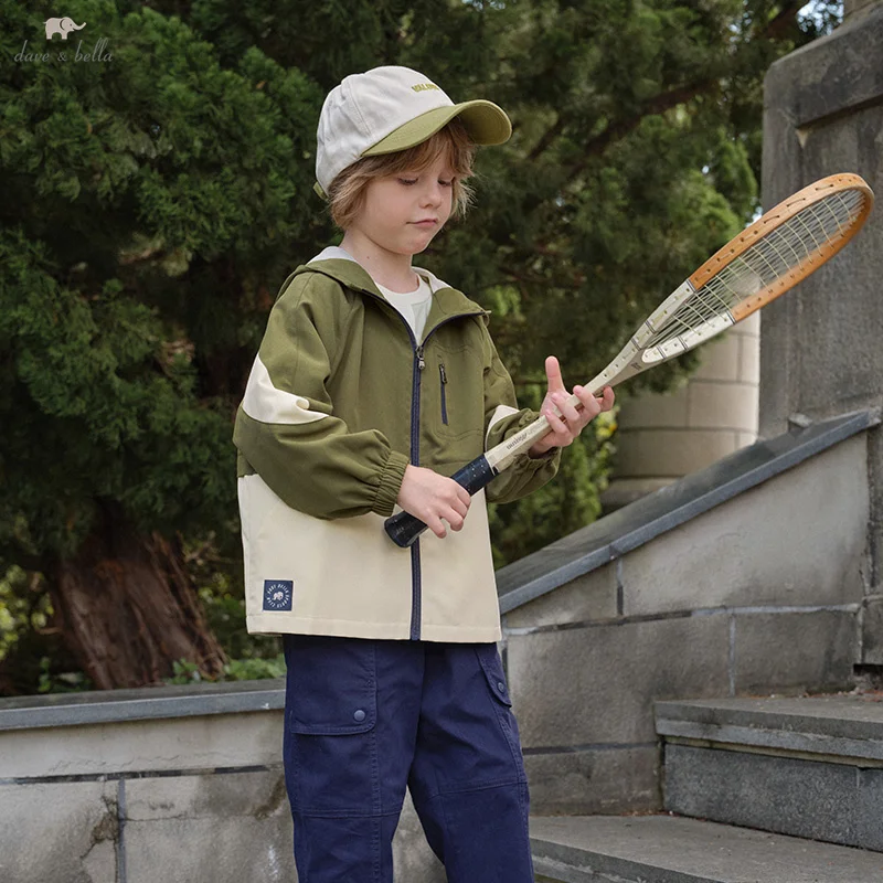 

Детская куртка Dave Bella, осенне-весенняя теплая верхняя одежда для мальчиков, повседневная верхняя одежда с длинными рукавами и капюшоном, уличная верхняя одежда, детская одежда DK1251496