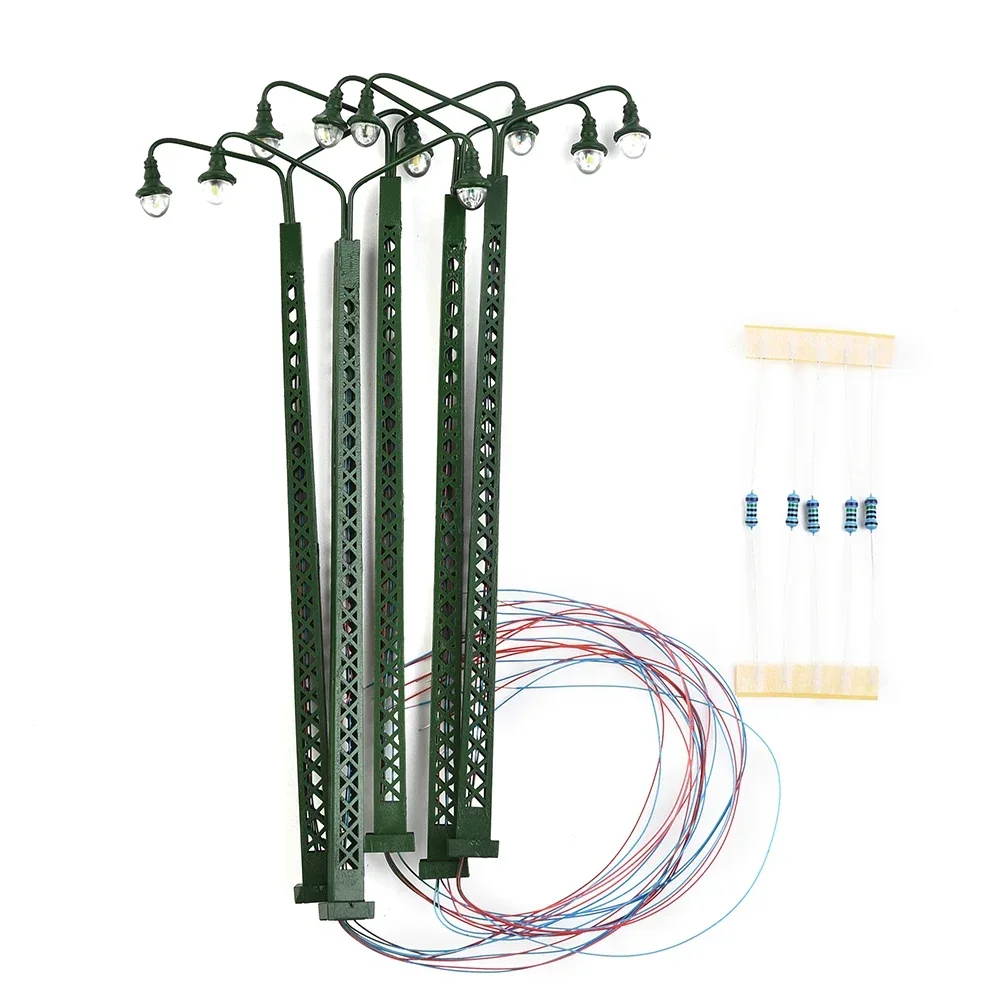 3Pcs Model Railroad Lights Lattice Mast Light Gauge H0 1:87 LED Light Layout Model Railroads Decorative Street Lamp