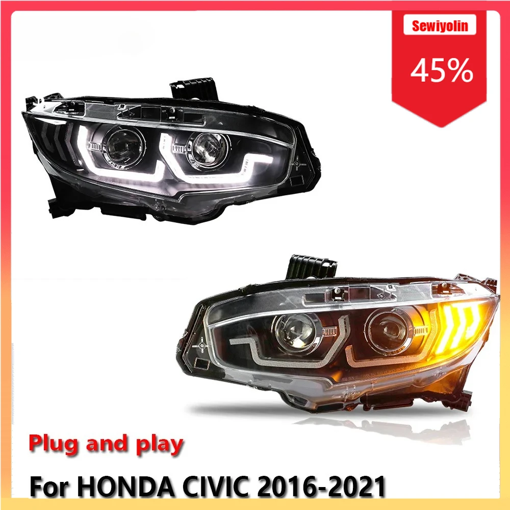 

Car LED Headlight Automobile Parts For HONDA CIVIC 2016-2021 Fog DRL Brake Turn Signal Lamp Plug and Play