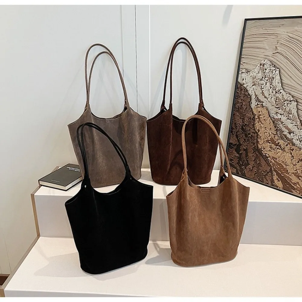 

Elegant Retro Underarm Bag Faux Suede Large Capacity Shoulder Bag Solid Color including 1 Small Handbag Hobo Bag for Women