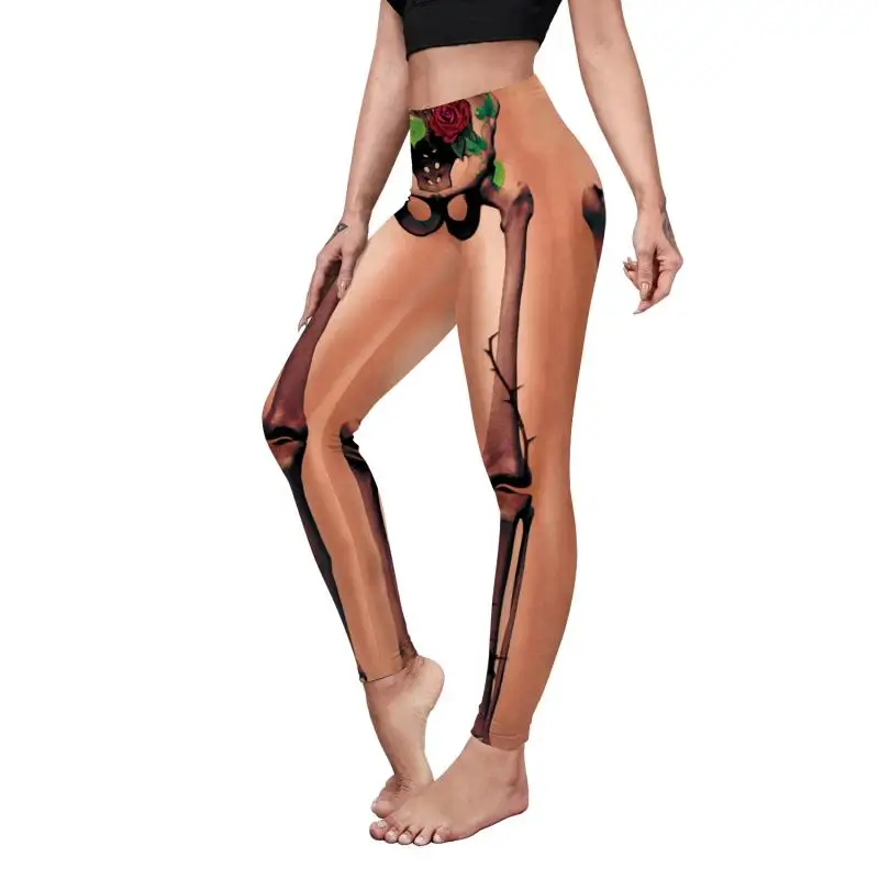 Nadanbao Leggings mit Spinnennetz-Skelett-Print, Halloween-Party, Damenhose, Sommerhose mit mittlerer Taille, weibliche Fitness-Sportstrumpfhose – Detail 24