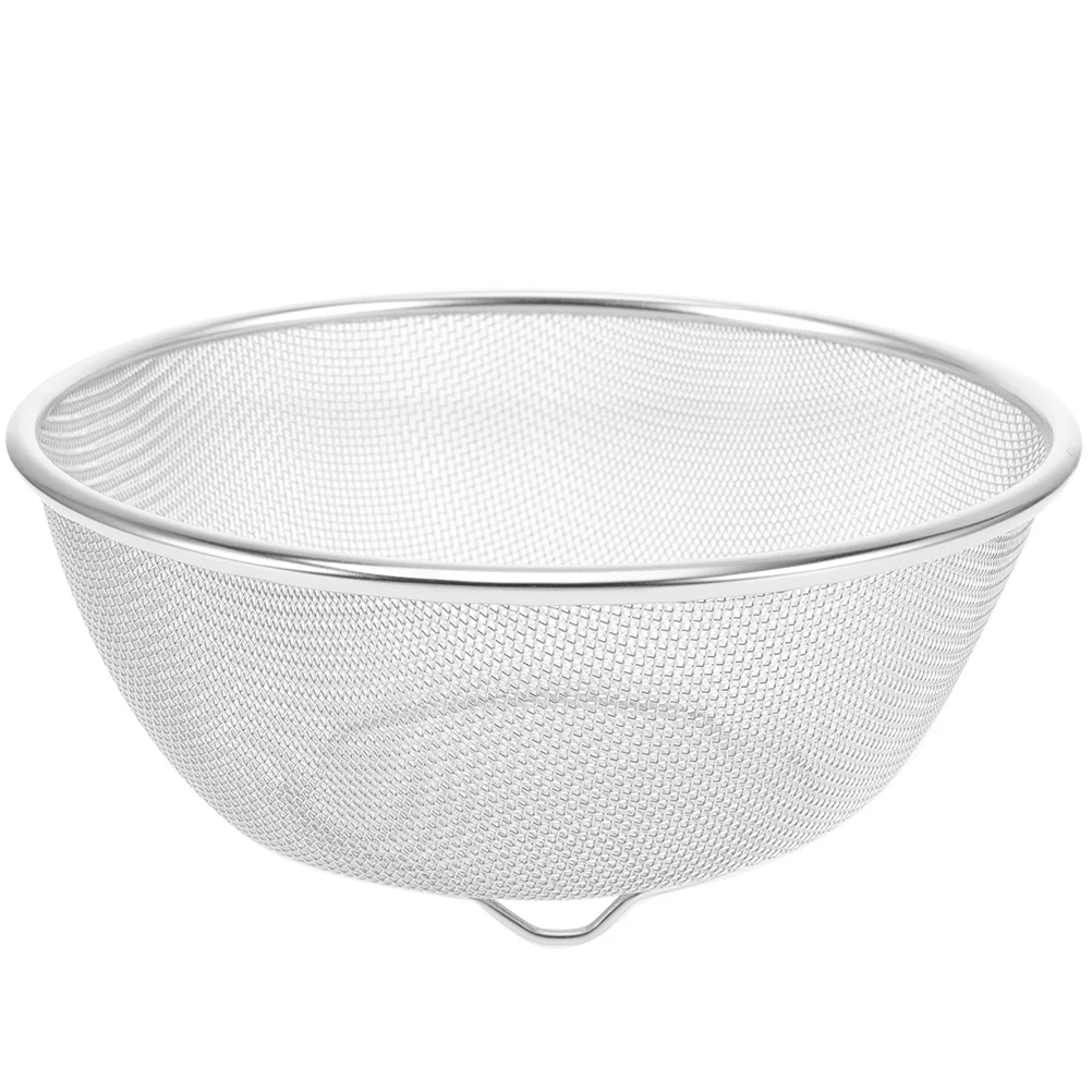 

Stainless Steel Colander Basket Thickened 20cm Mesh Filter Large Capacity Kitchen Strainer for Vegetable Fruit Rice Washing