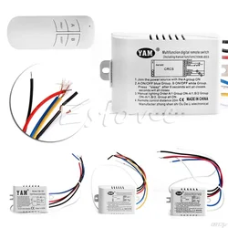 220V 3 Ways Wireless ON/OFF Lamp Remote Control Receiver Transmitter New Drop ship