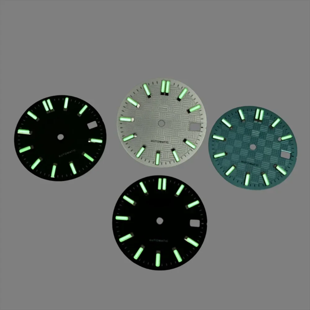 28.5mm Green Luminous Watch Dial with Single Calendar Date Watch Faces Modification Watch Accessories for NH35/NH36 Movement