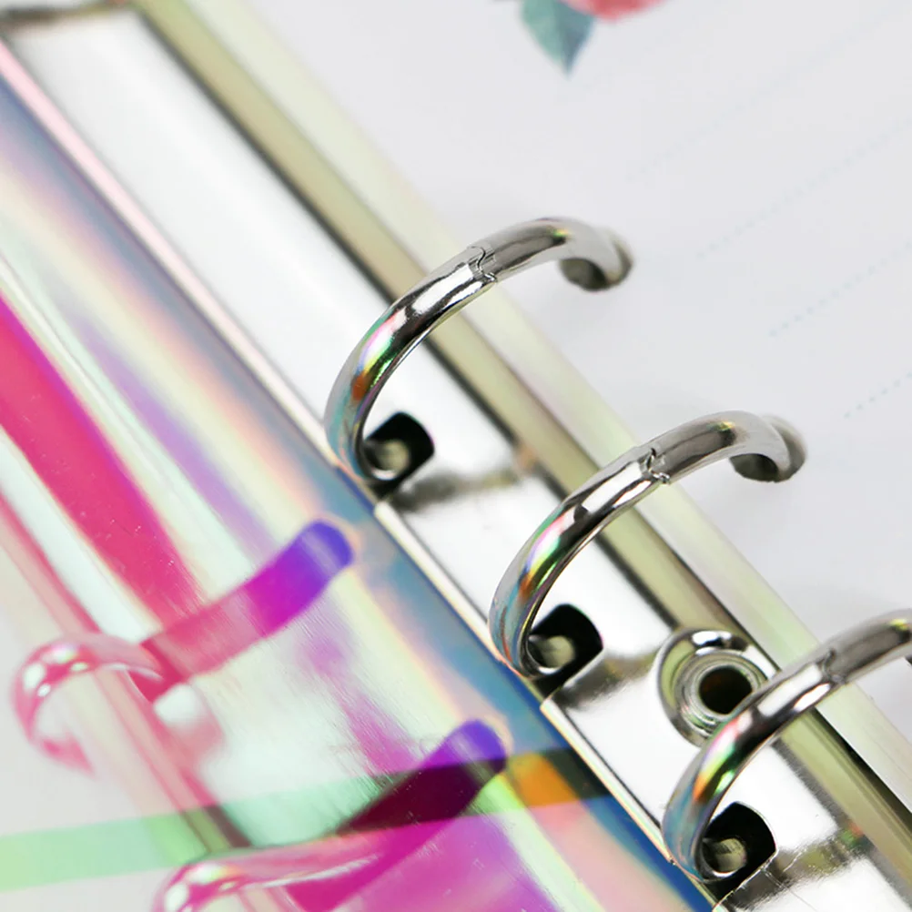 

Colorful Rainbow 6 Rings Metal Snap Closure PVC Travel School Colorful Notebook Cover Supplies Journal Notebook School Supplies