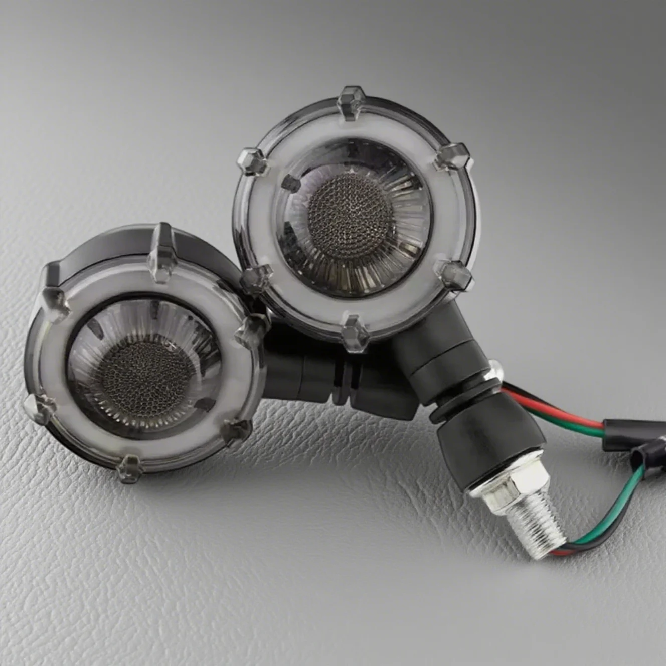 12V 10mm Motorcycle Sequential Flowing Flash Indicator Lamp Retro Dual-color Rotate LED Turn Signal LED Lights
