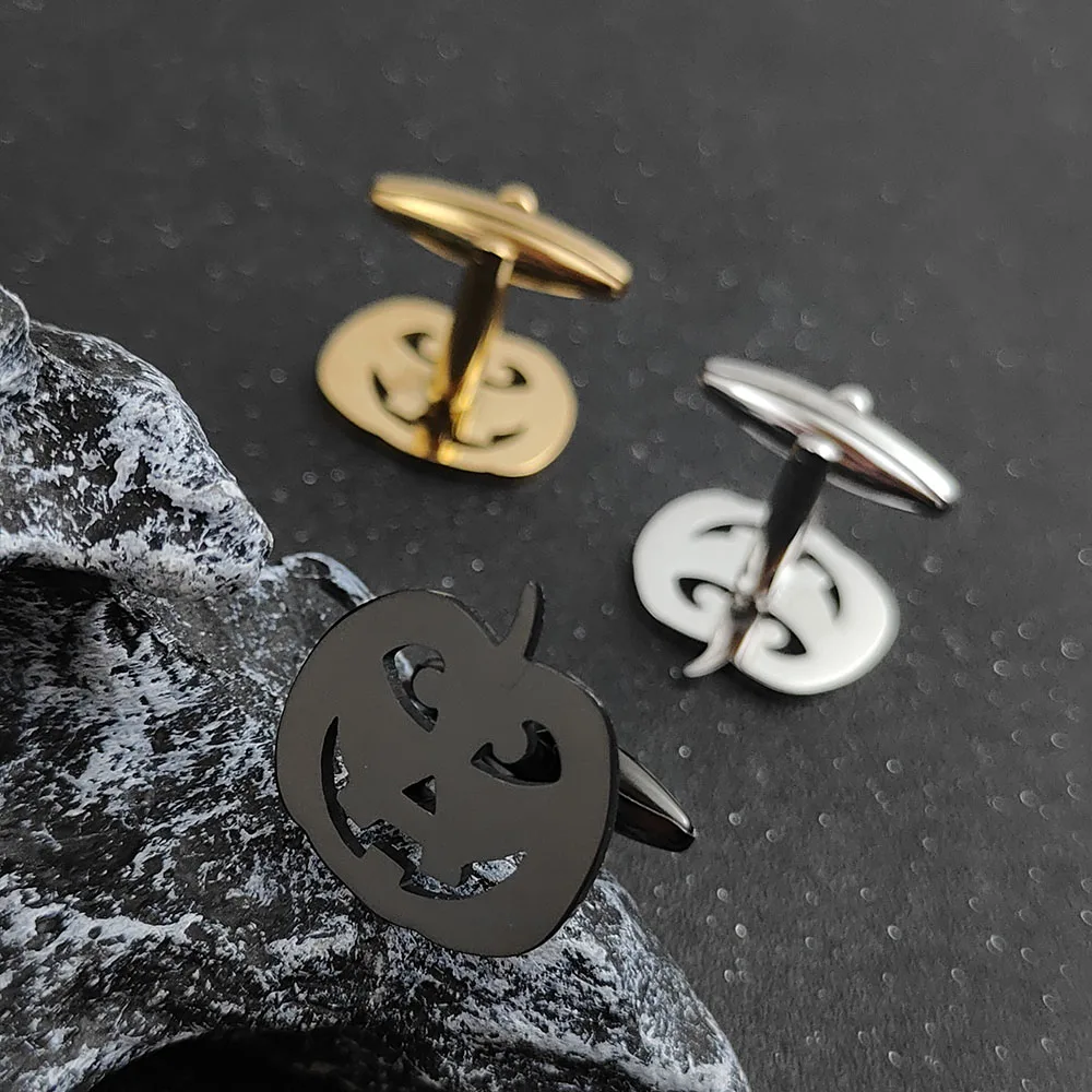

Men's Pumpkin Lamp Cufflinks Quality Stainless Steel Material Silver Gold Black Color Halloween Cuff Links Wholesale & Retail