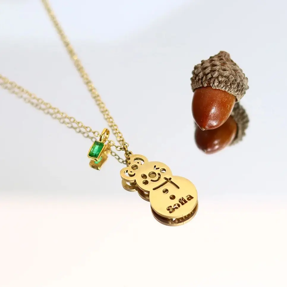 

Todorova Custom Hollow Bow & Snowman Name Necklace Gold Stainless Steel Christmas Clavicle Choker Jewelry For Women