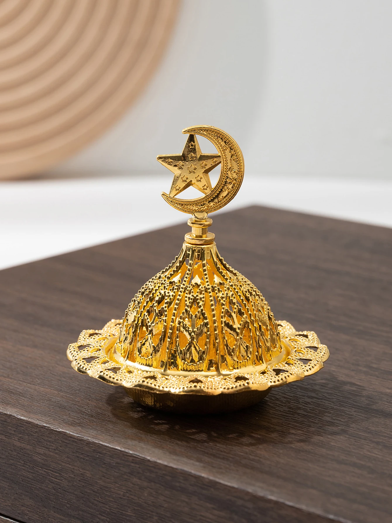 1pc, Hollow Middle East Golden IncenseBurner, osque Shape Incense Burner,Ramadan Kareem Burner, ElD FestiveIncense Burner, Candl