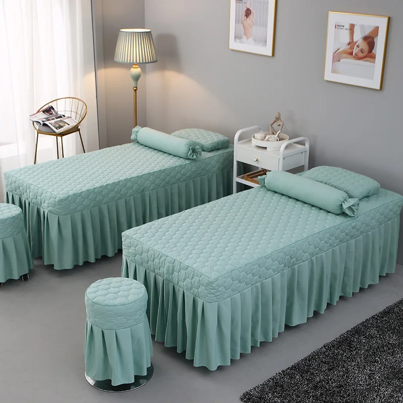 

Beauty bed, beauty salon special cover, four-piece set, Nordic style massage physiotherapy, bed cover with hole shampoo,