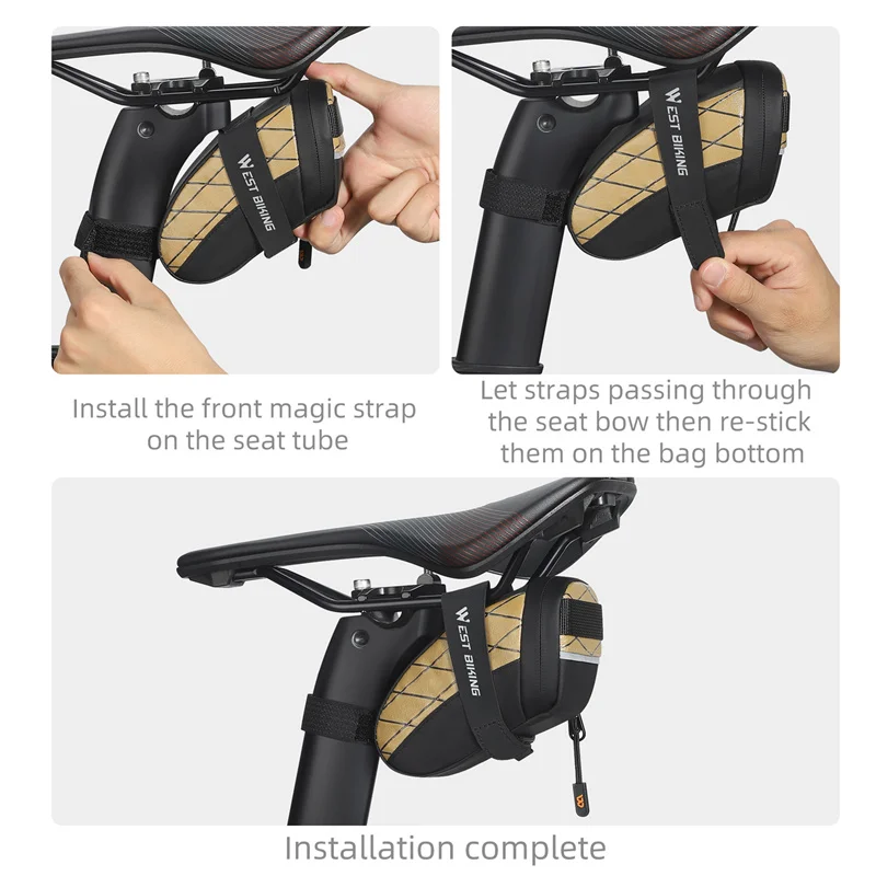 WEST BIKING Mini Bicycle Saddle Bag Waterproof Storage Tail Rear Pouch Accessory Kit Tool Reflective MTB Road Bicycle Bag